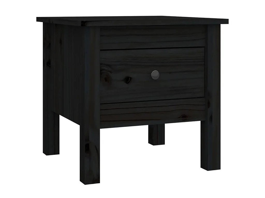 Tables d'appoint 2 pcs Noir 40x40x39 cm Bois massif de pin