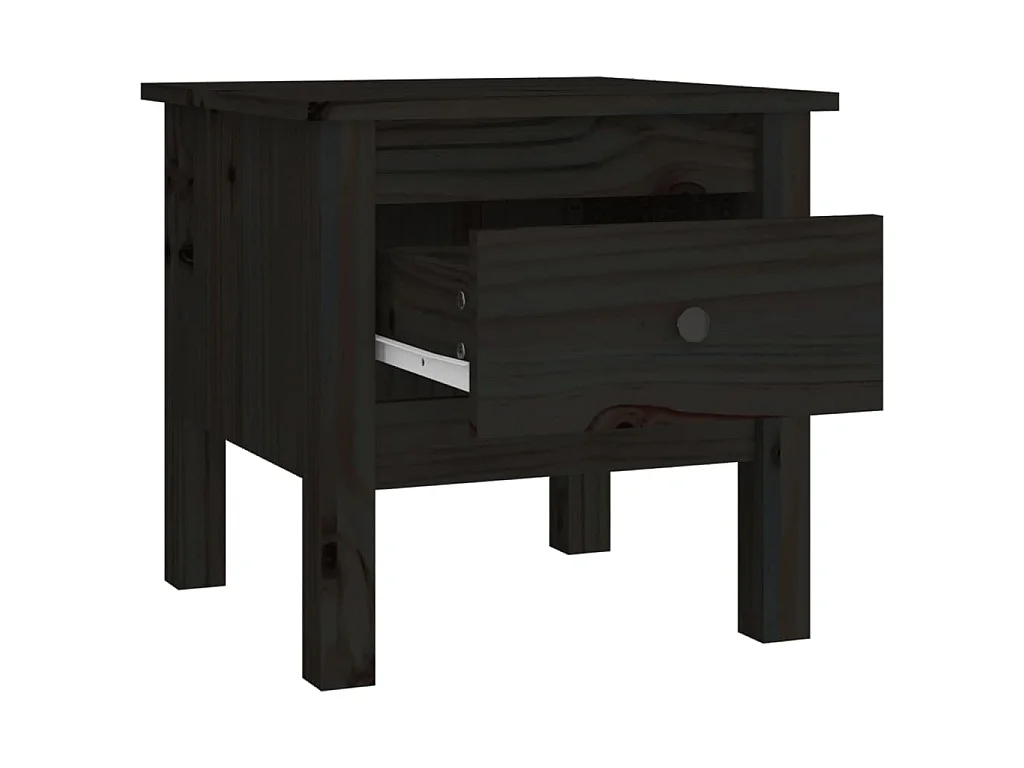 Tables d'appoint 2 pcs Noir 40x40x39 cm Bois massif de pin