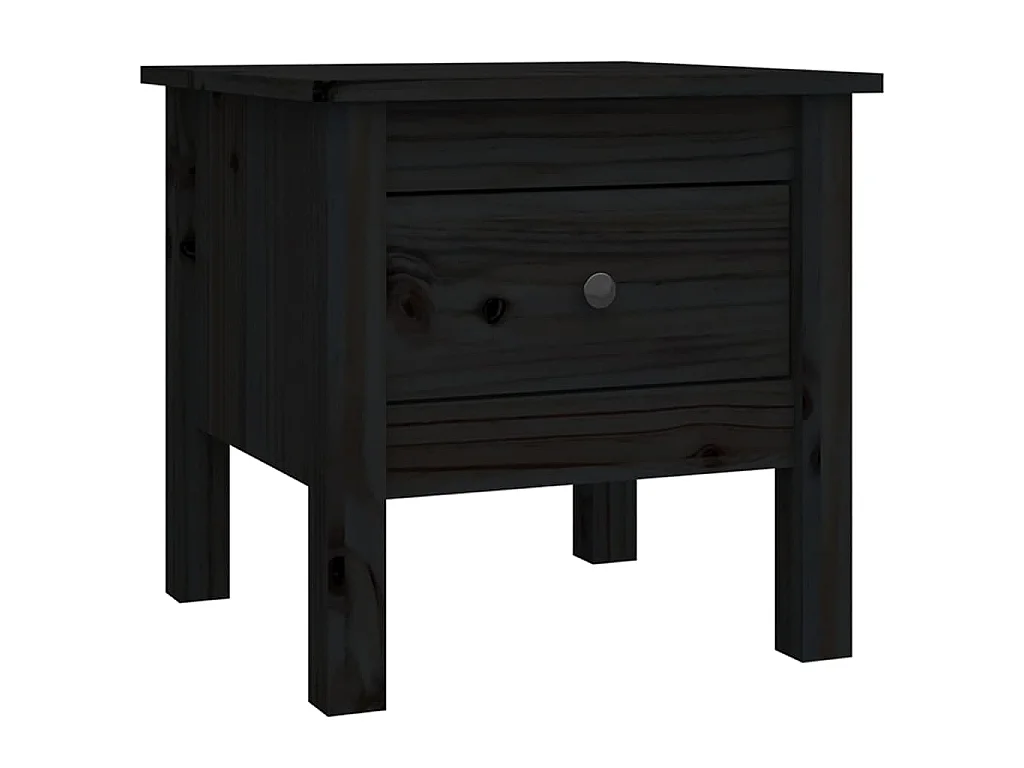 Tables d'appoint 2 pcs Noir 40x40x39 cm Bois massif de pin