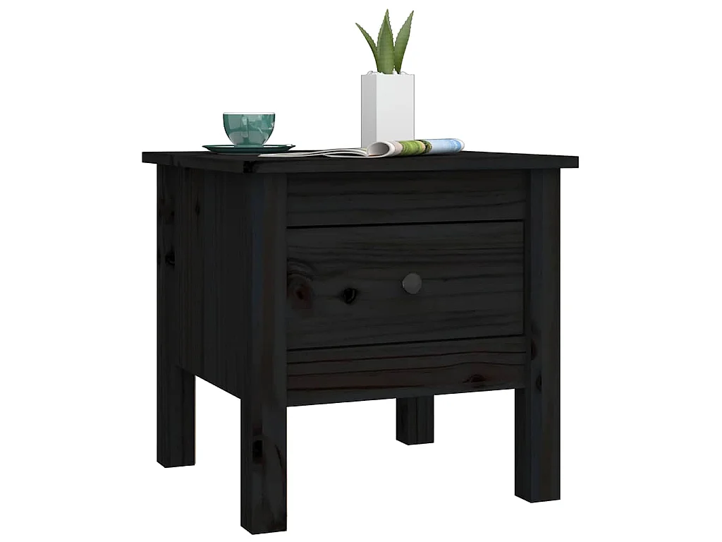 Tables d'appoint 2 pcs Noir 40x40x39 cm Bois massif de pin