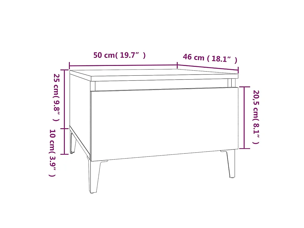 Table d'appoint Noir 50x46x35 cm Bois d'ingénierie