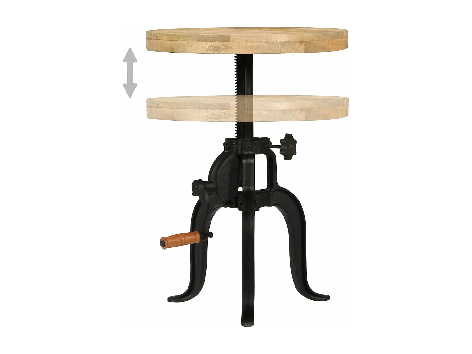 Bijzettafel 45x(45-62) cm massief mangohout en gietijzer