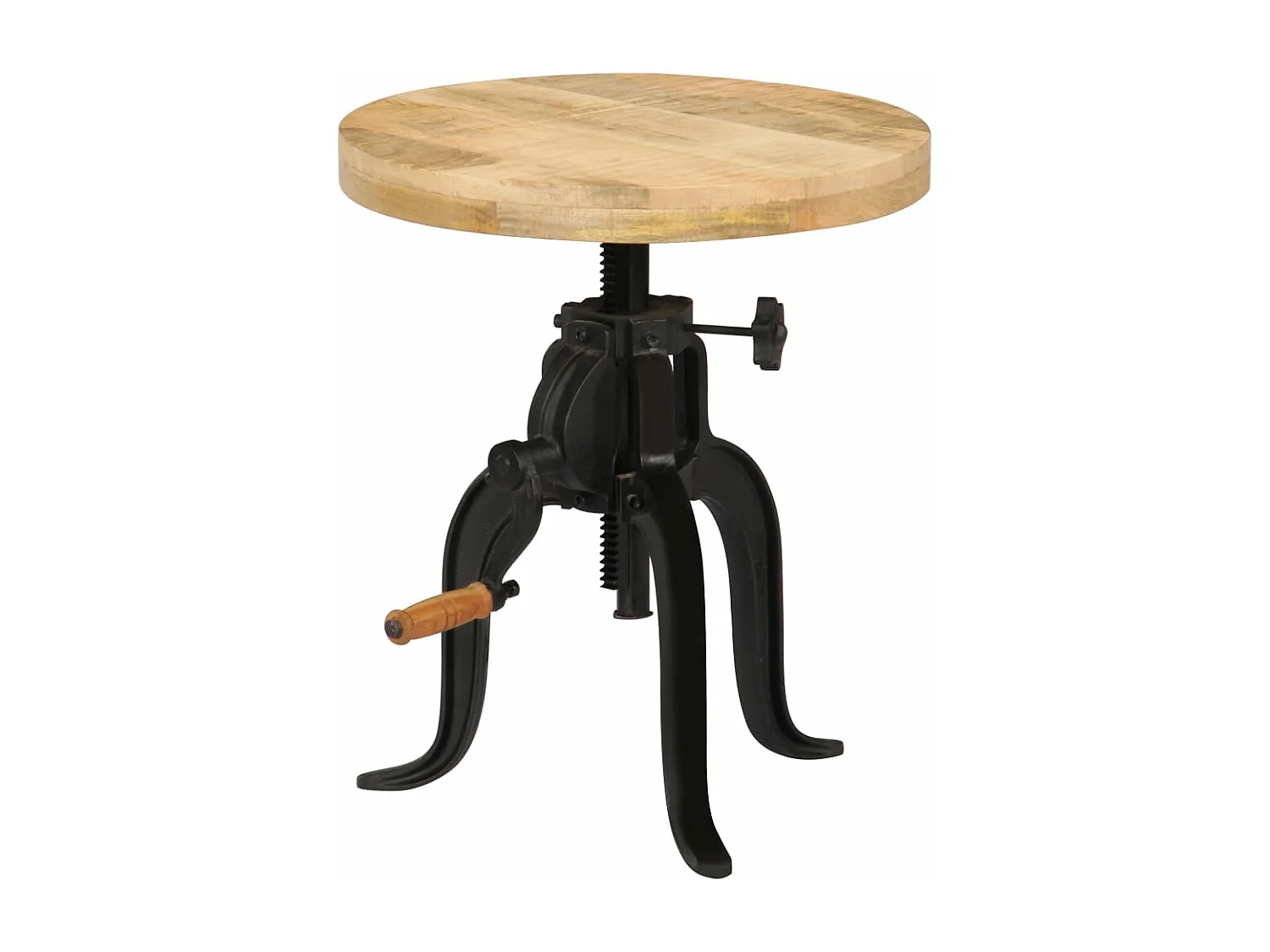 Bijzettafel 45x(45-62) cm massief mangohout en gietijzer