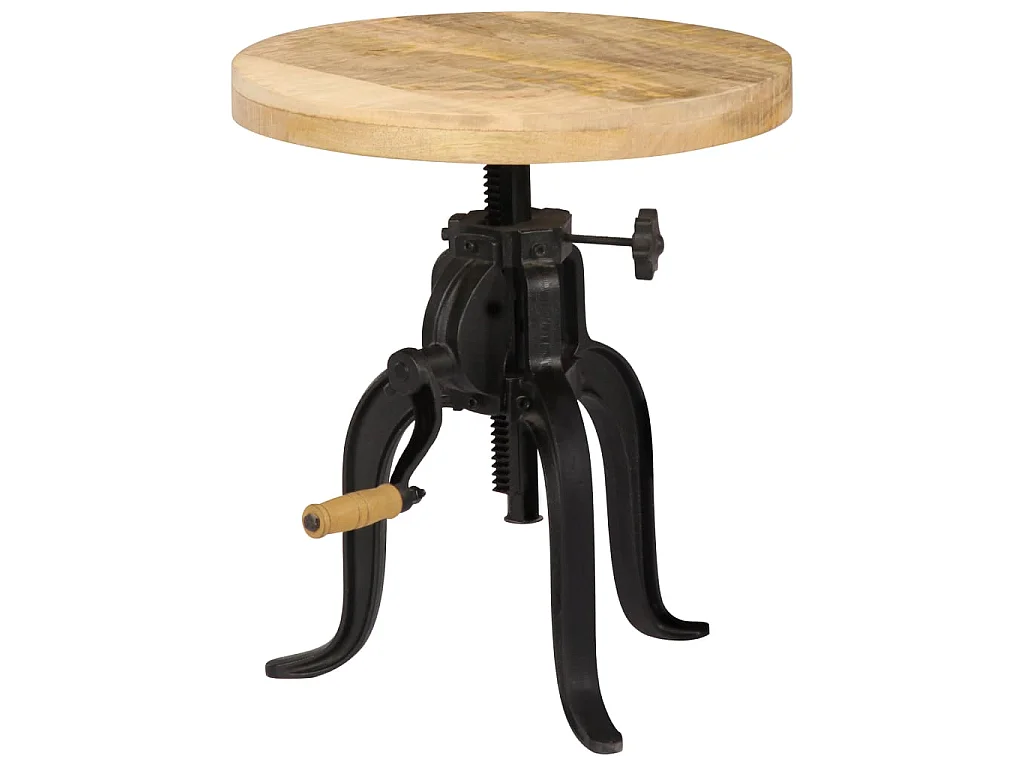 Bijzettafel 45x(45-62) cm massief mangohout en gietijzer