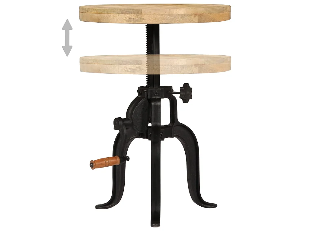 Bijzettafel 45x(45-62) cm massief mangohout en gietijzer