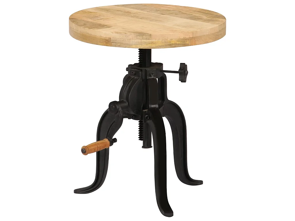 Bijzettafel 45x(45-62) cm massief mangohout en gietijzer