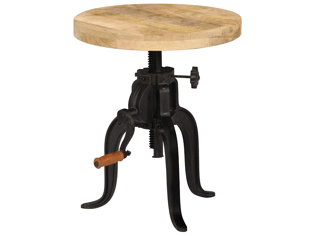 Bijzettafel 45x(45-62) cm massief mangohout en gietijzer