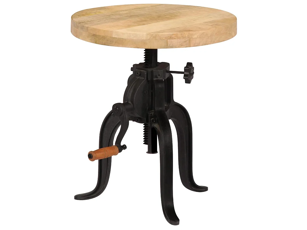 Bijzettafel 45x(45-62) cm massief mangohout en gietijzer