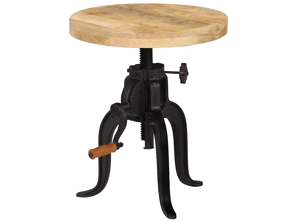 Table d'appoint 45x (45-62) cm Bois de manguier massif et fonte
