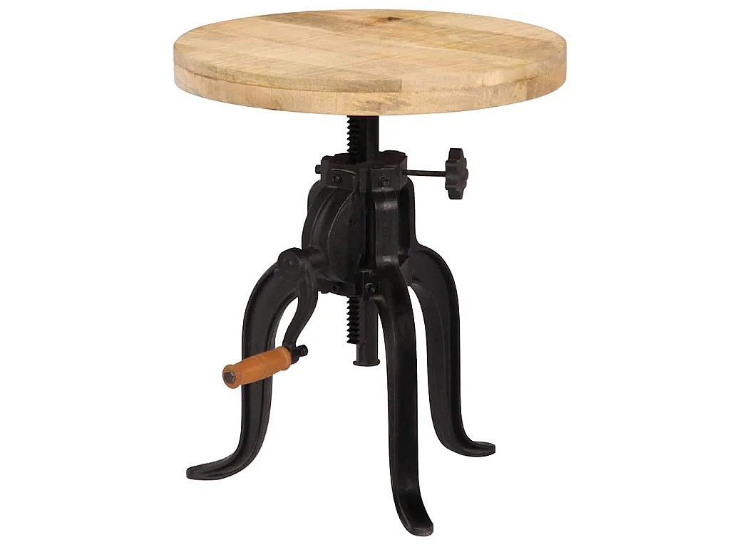 Table d'appoint 45x (45-62) cm Bois de manguier massif et fonte
