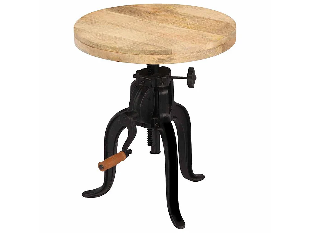 Table d'appoint 45x (45-62) cm Bois de manguier massif et fonte