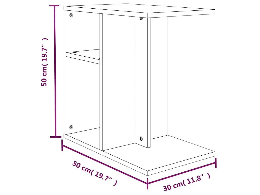 Table d'appoint Sonoma gris 50x30x50 cm Bois d'ingénierie