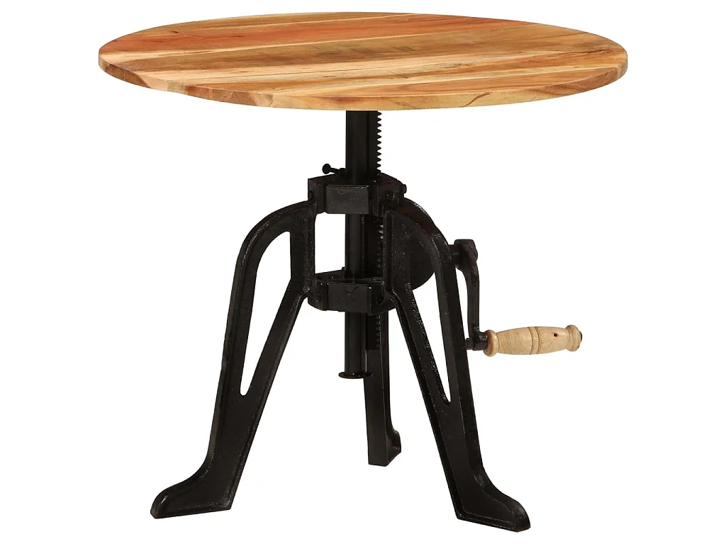 Tavolino 60x(42-62) cm in Legno Massello di Acacia e Ghisa