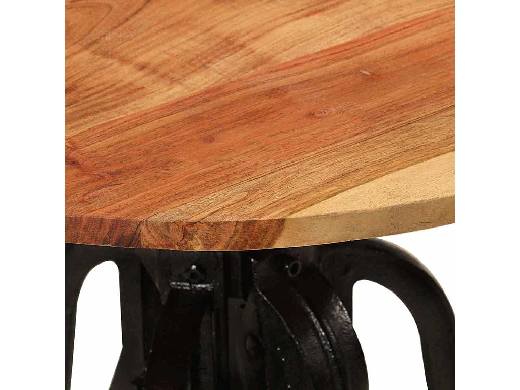 Tavolino 60x(42-62) cm in Legno Massello di Acacia e Ghisa
