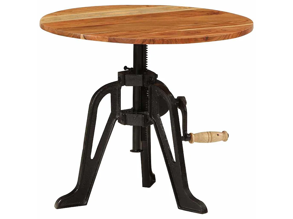 Tavolino 60x(42-62) cm in Legno Massello di Acacia e Ghisa