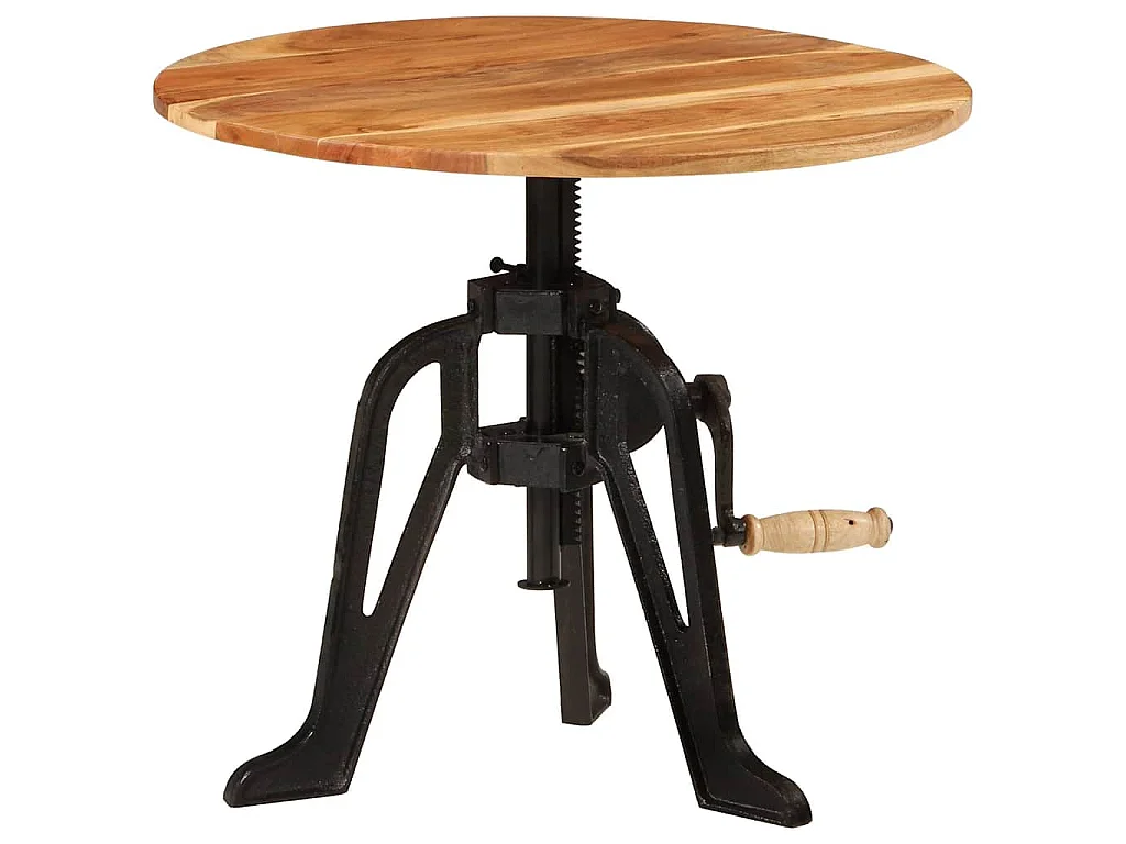 Tavolino 60x(42-62) cm in Legno Massello di Acacia e Ghisa