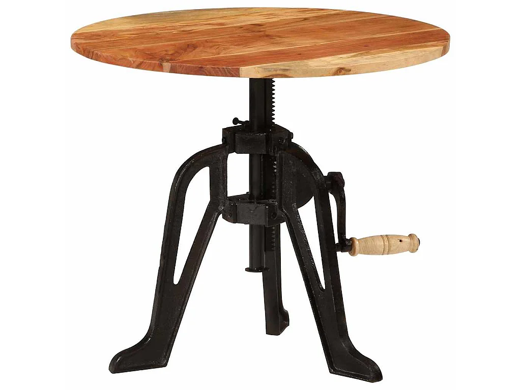 Tavolino 60x(42-62) cm in Legno Massello di Acacia e Ghisa