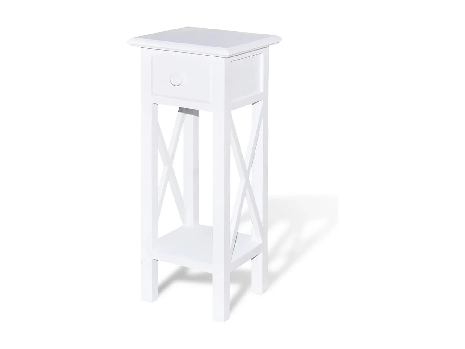 Tavolino Laterale con Cassetto Bianco