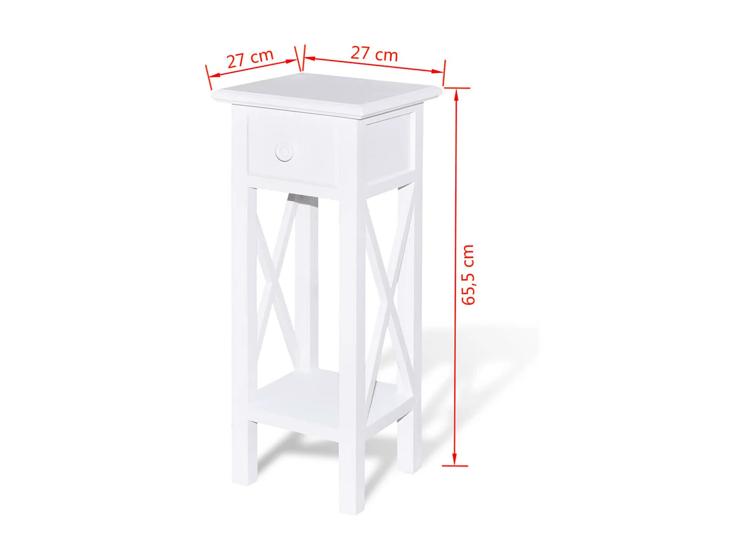 Tavolino Laterale con Cassetto Bianco