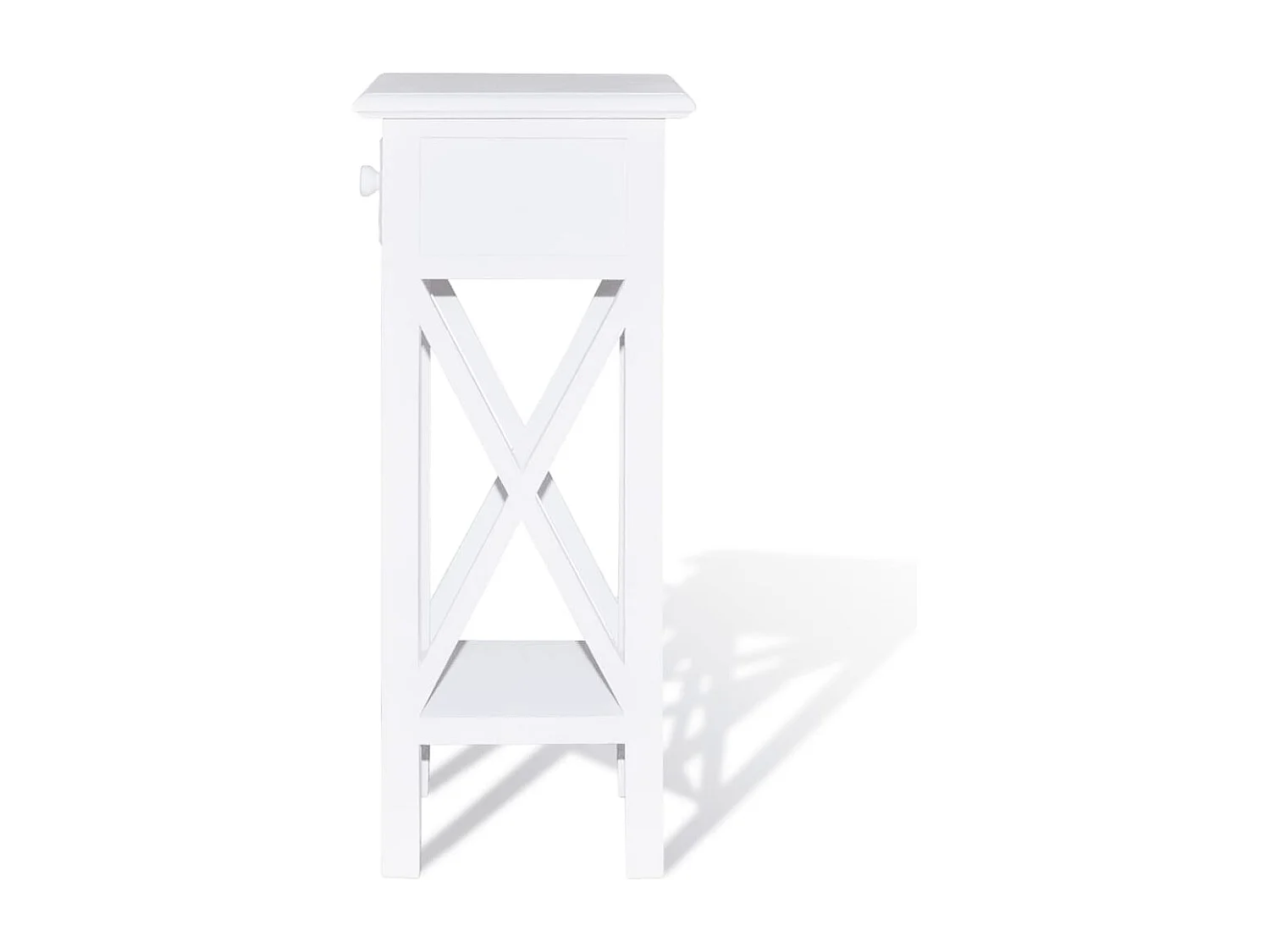 Tavolino Laterale con Cassetto Bianco