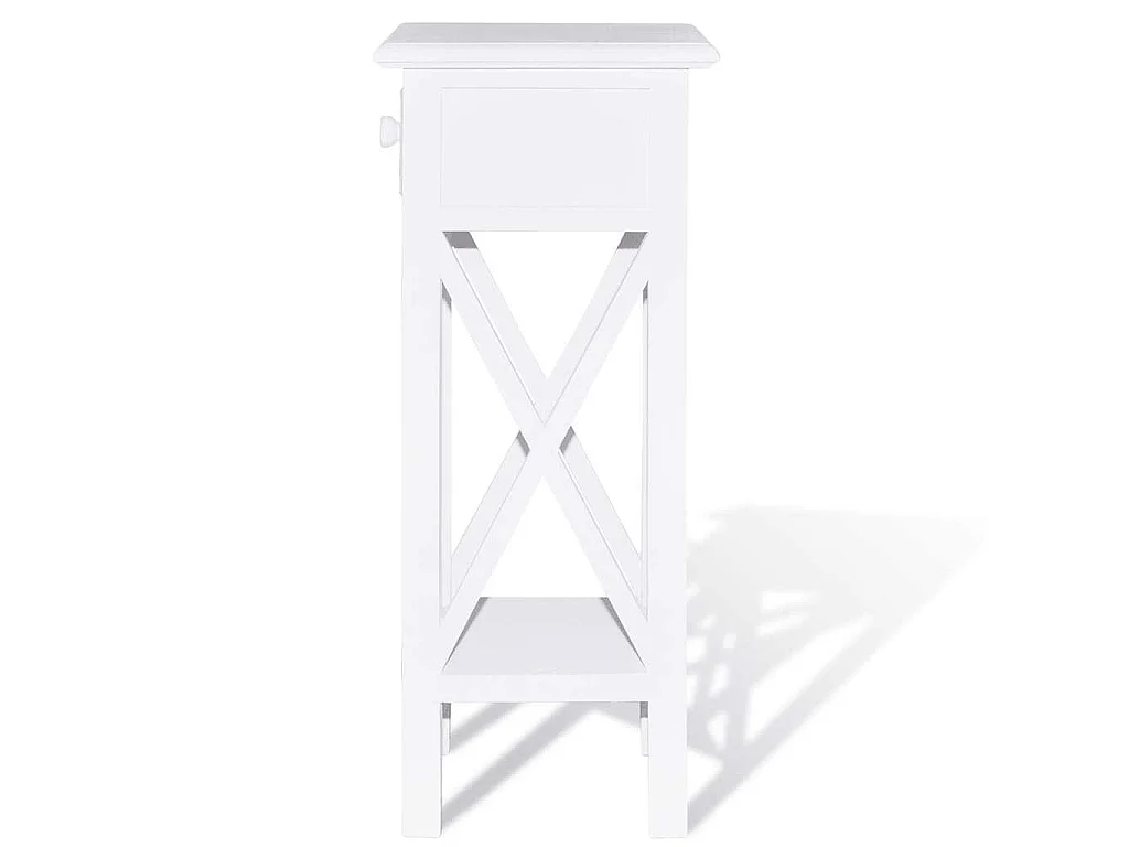 Table d'appoint avec tiroir Blanc