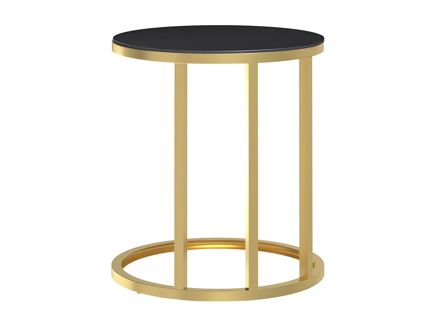 Table d'appoint Doré et noir 45 cm Verre trempé
