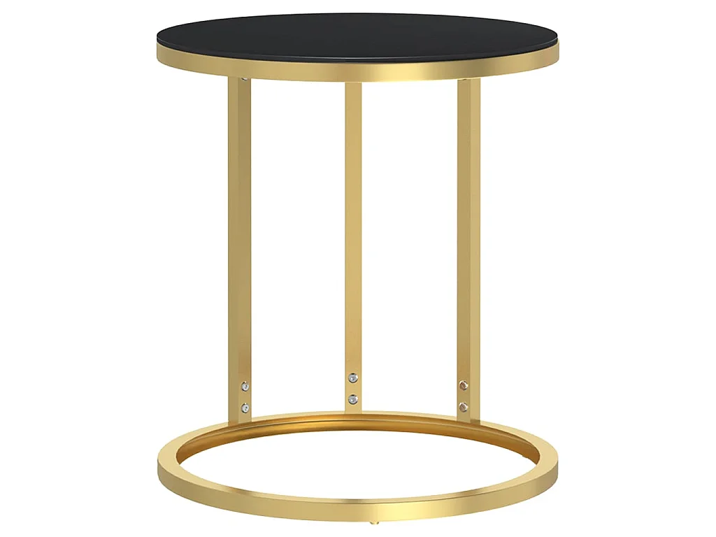 Bijzettafel 45 cm gehard glas goudkleurig en zwart