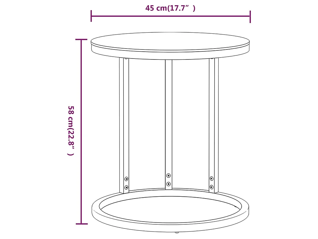 Bijzettafel 45 cm gehard glas goudkleurig en zwart