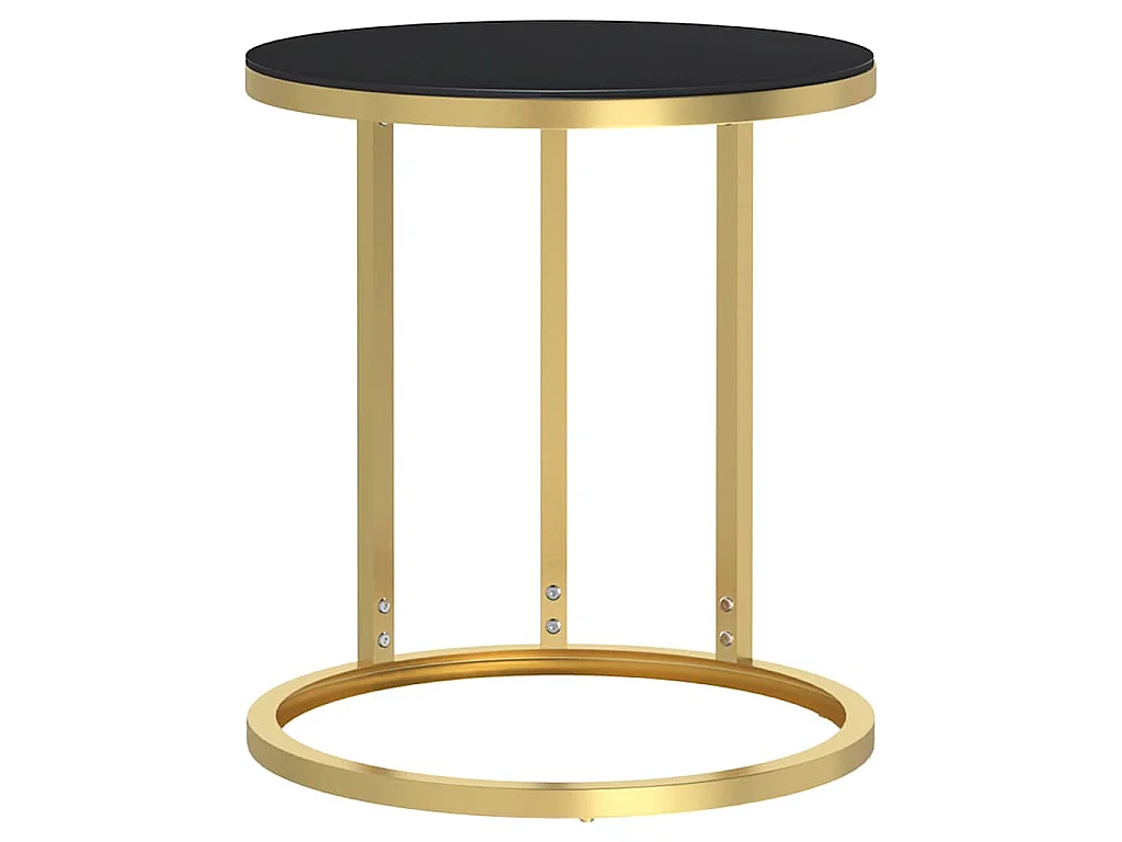 Table d'appoint Doré et noir 45 cm Verre trempé