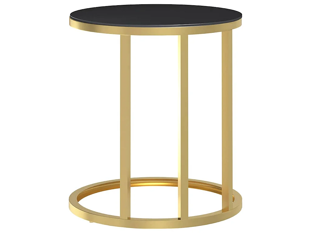 Table d'appoint Doré et noir 45 cm Verre trempé