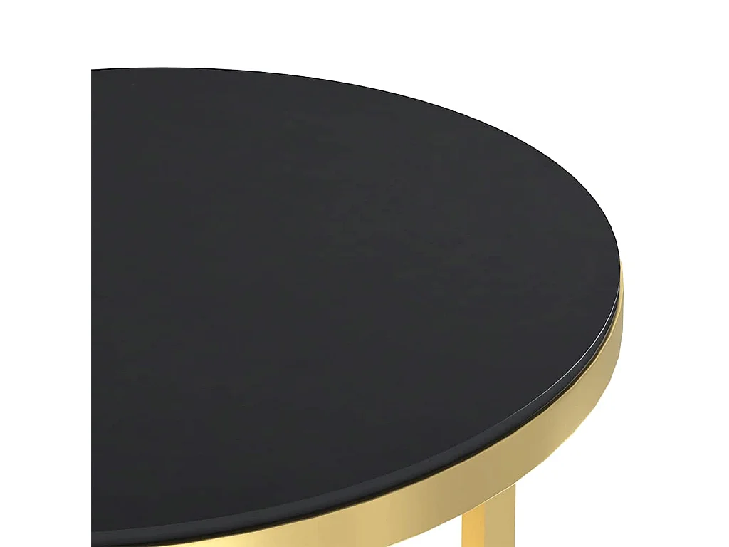 Table d'appoint Doré et noir 45 cm Verre trempé