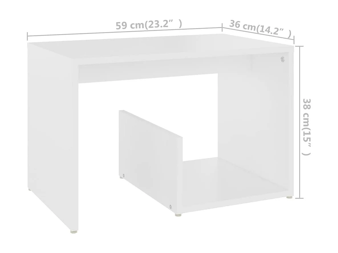 Stolik kawowy Biały 59x36x38 cm Nowoczesne i Praktyczne Drewno Inżynieryjne