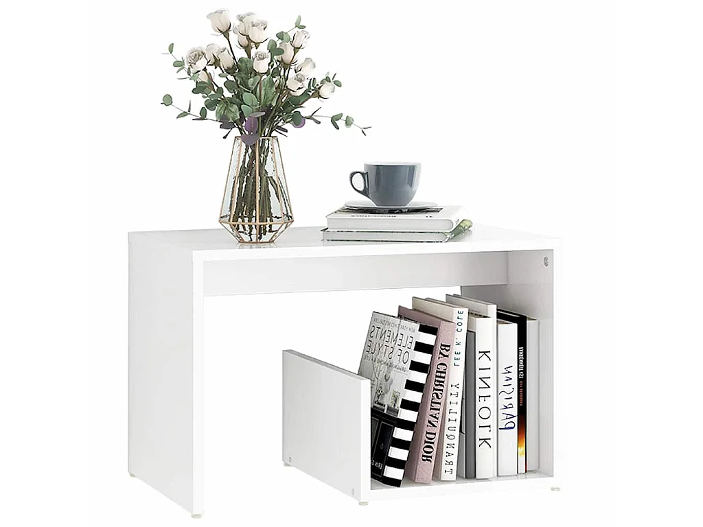 Tavolino Bianco 59x36x38 cm in Legno Multistrato