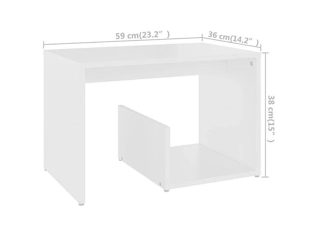 Tavolino Bianco 59x36x38 cm in Legno Multistrato