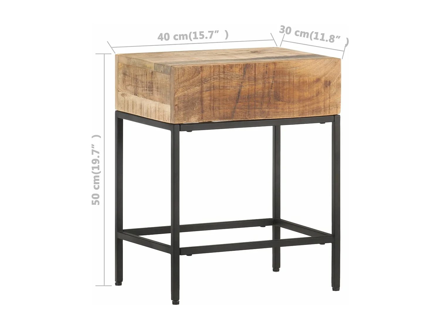 Table d'appoint 40x30x50 cm Bois massif de manguier brut