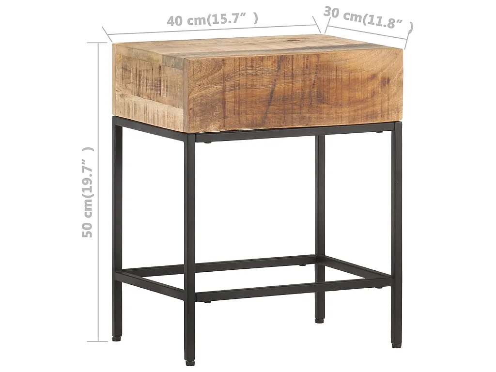 Beistelltisch 40x30x50 cm Raues Mango-Massivholz