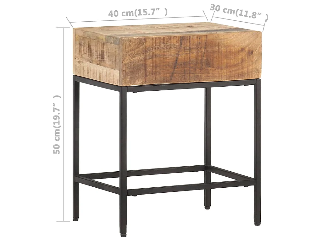 Table d'appoint 40x30x50 cm Bois massif de manguier brut