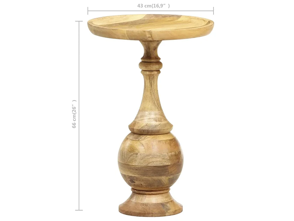 Bijzettafel rond 43x43x66 cm massief mangohout