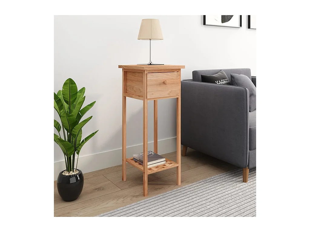 Table d'appoint avec tiroir 25x25x60 cm Bois massif de noyer