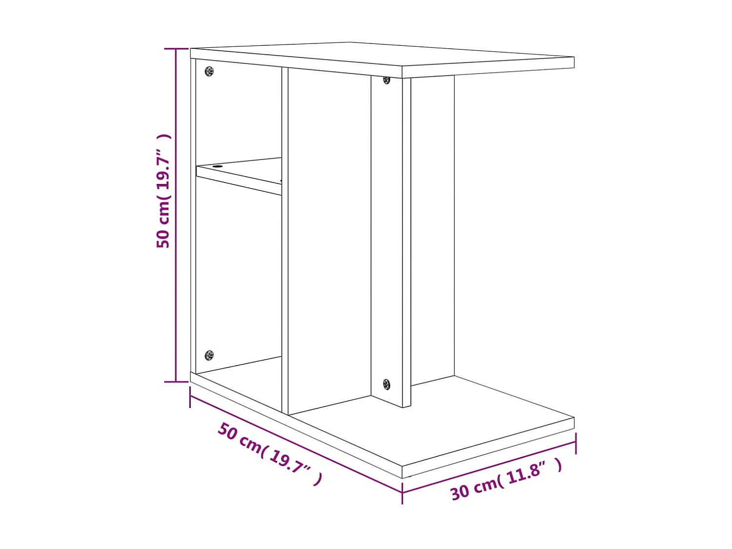 Table d'appoint Gris béton 50x30x50 cm Bois d’ingénierie