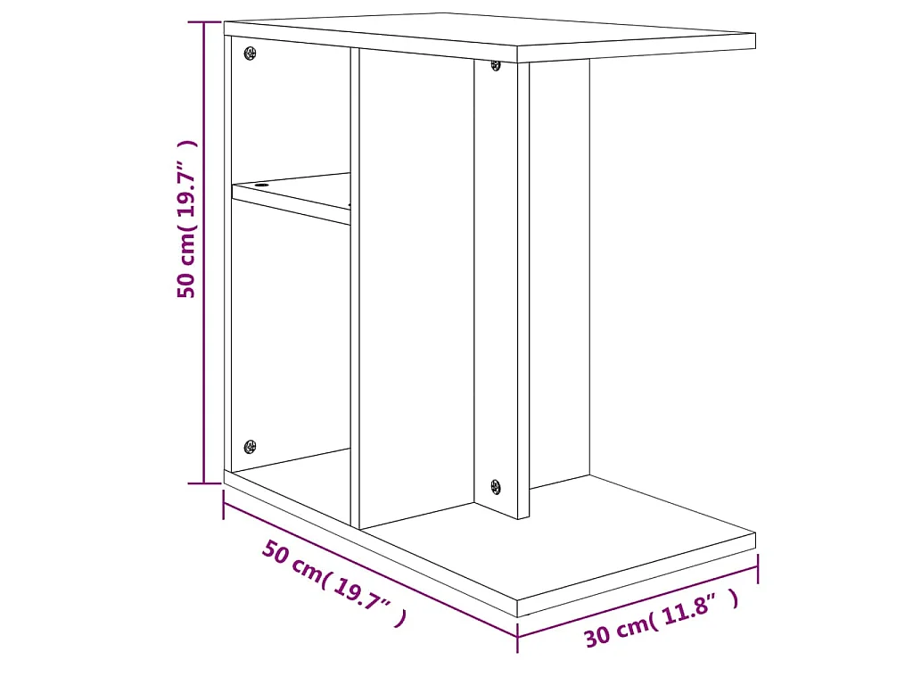 Table d'appoint Gris béton 50x30x50 cm Bois d’ingénierie
