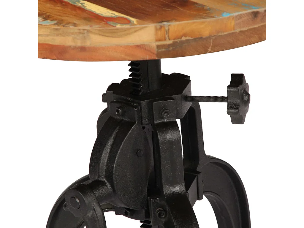 Beistelltisch 45x(45-62) cm Altholz Massiv und Gusseisen