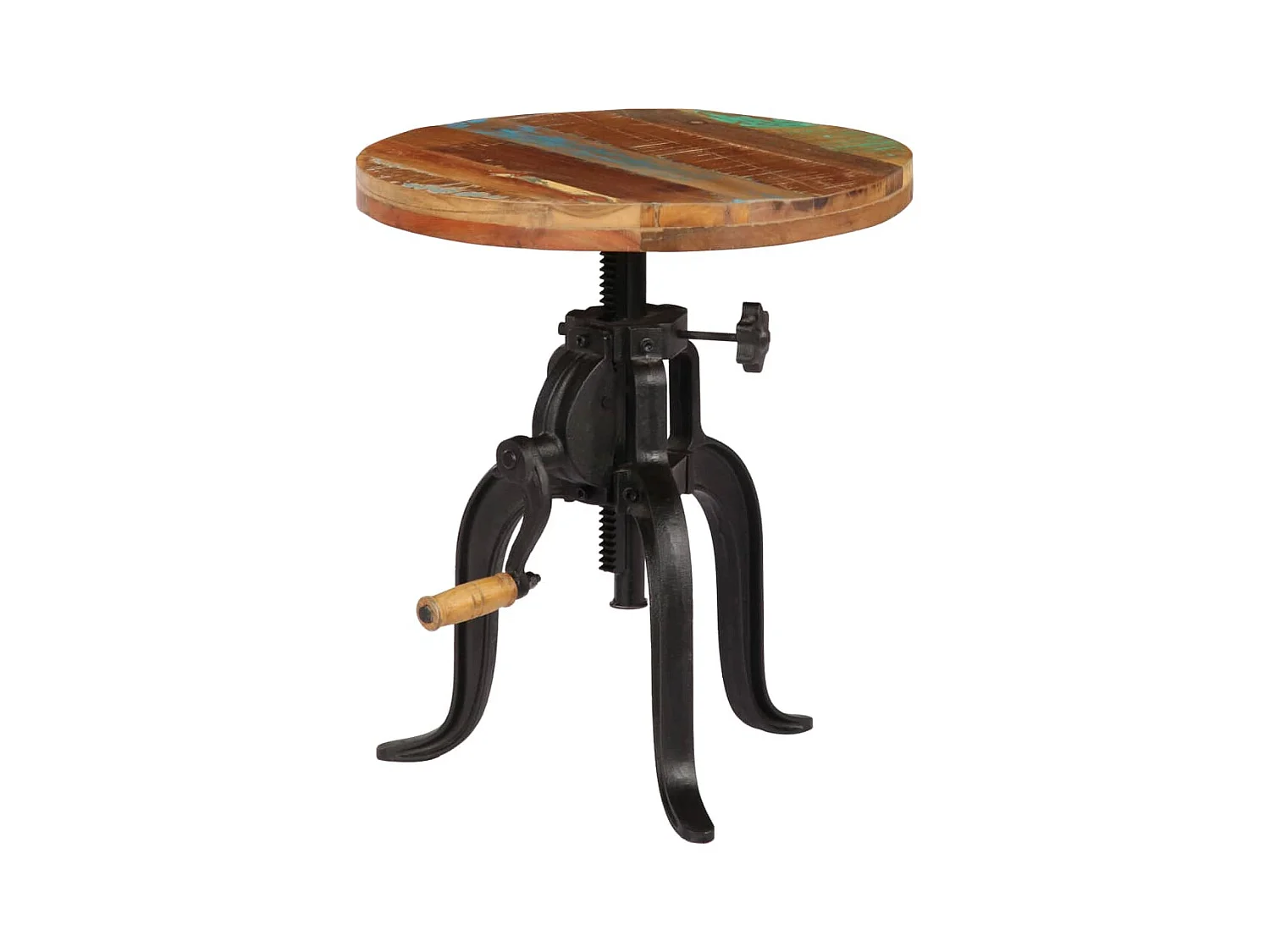 Table d'appoint 45x (45-62) cm Bois de récupération et fonte