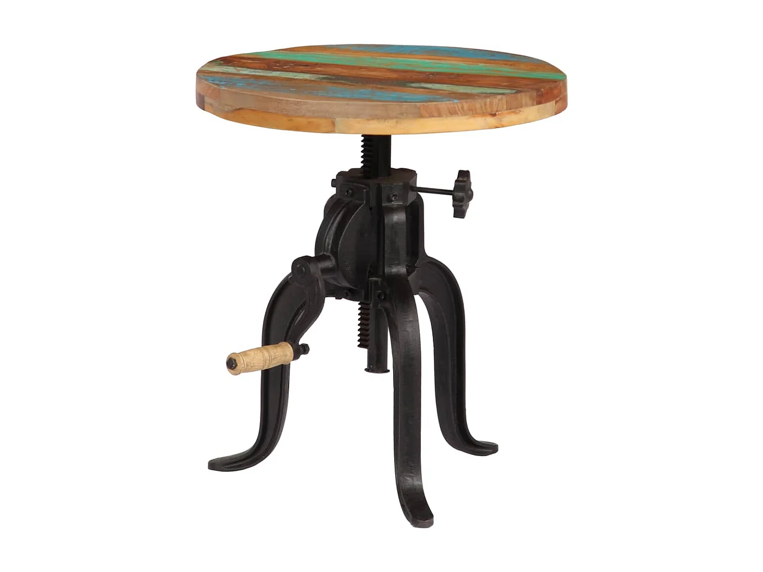 Table d'appoint 45x (45-62) cm Bois de récupération et fonte