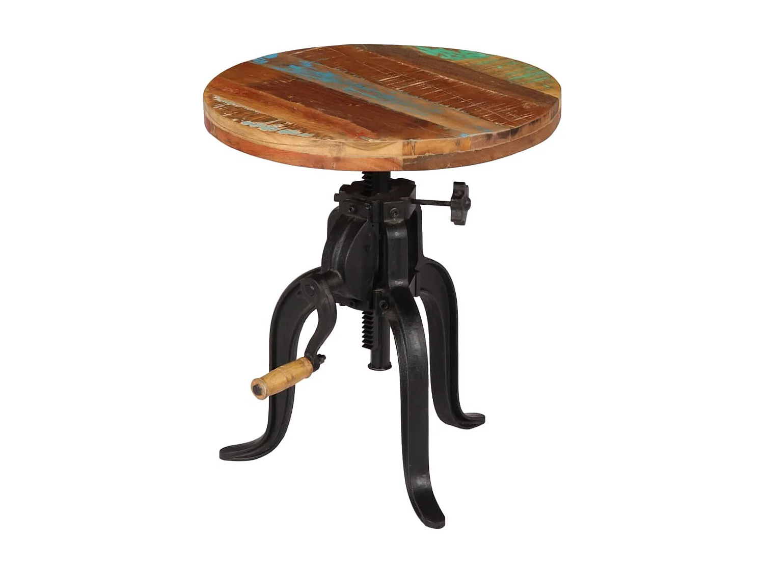 Table d'appoint 45x (45-62) cm Bois de récupération et fonte