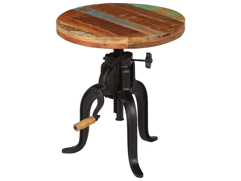 Table d'appoint 45x (45-62) cm Bois de récupération et fonte