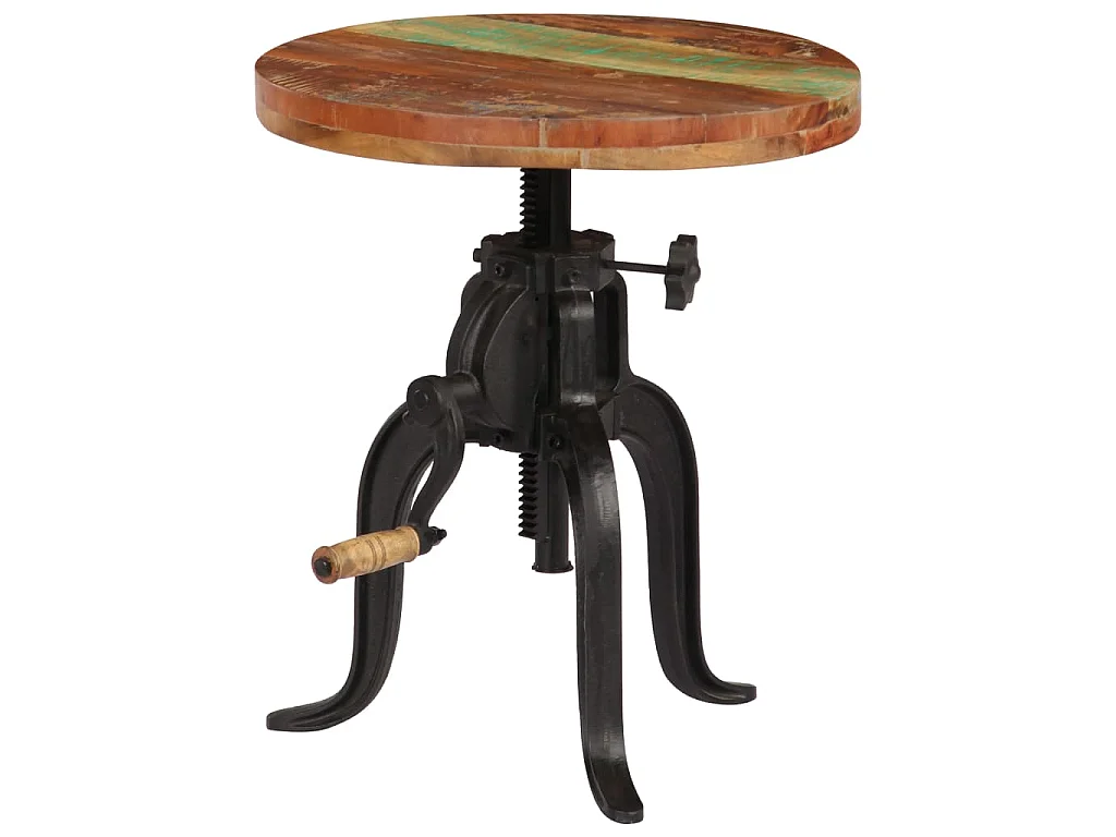 Table d'appoint 45x (45-62) cm Bois de récupération et fonte