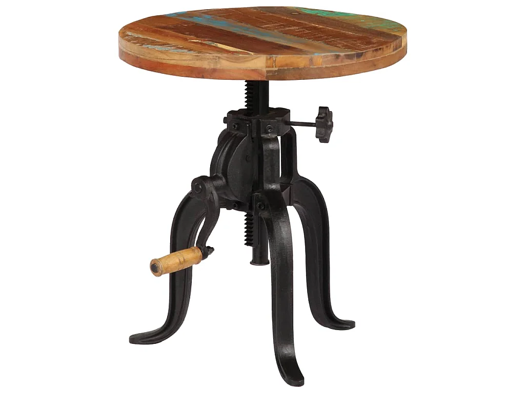Table d'appoint 45x (45-62) cm Bois de récupération et fonte