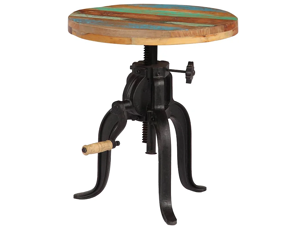 Beistelltisch 45x(45-62) cm Altholz Massiv und Gusseisen