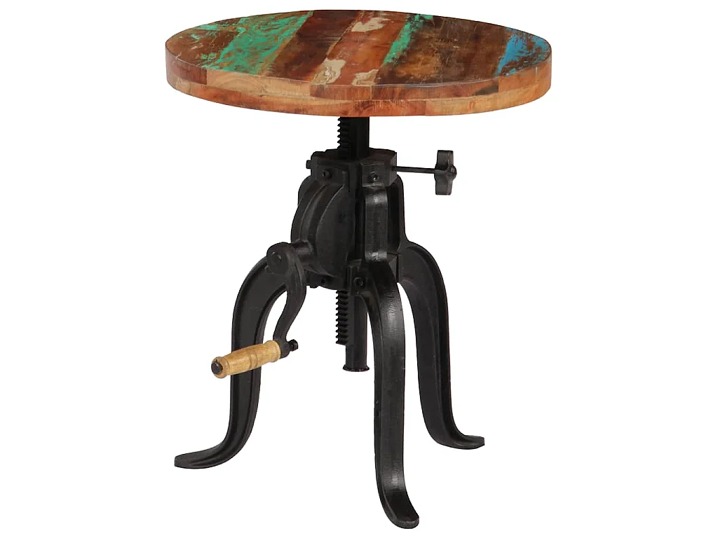 Beistelltisch 45x(45-62) cm Altholz Massiv und Gusseisen
